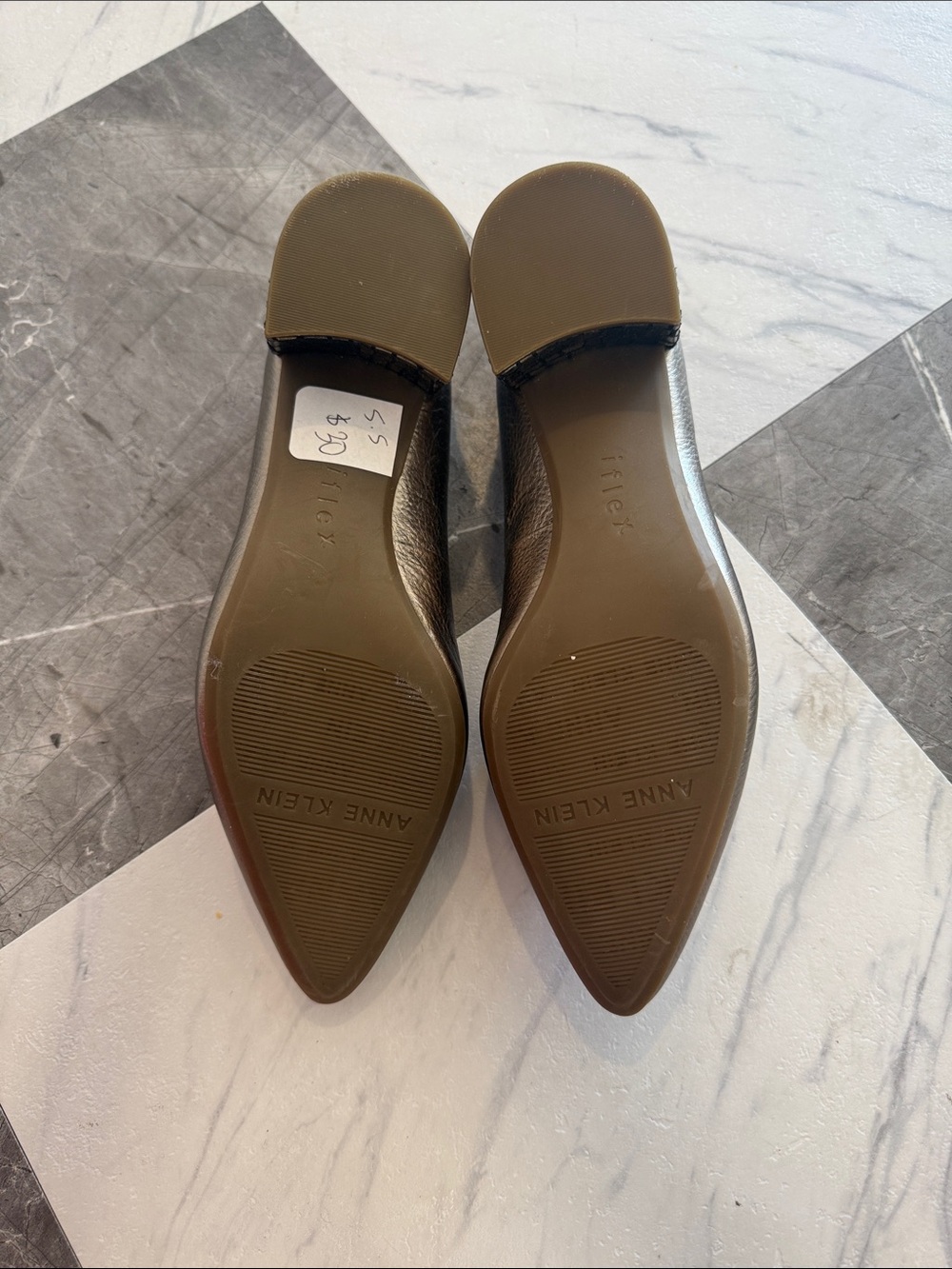 Anne Klein Metallic Pewter Pointed-Toe Flats - Picture 3 of 4
